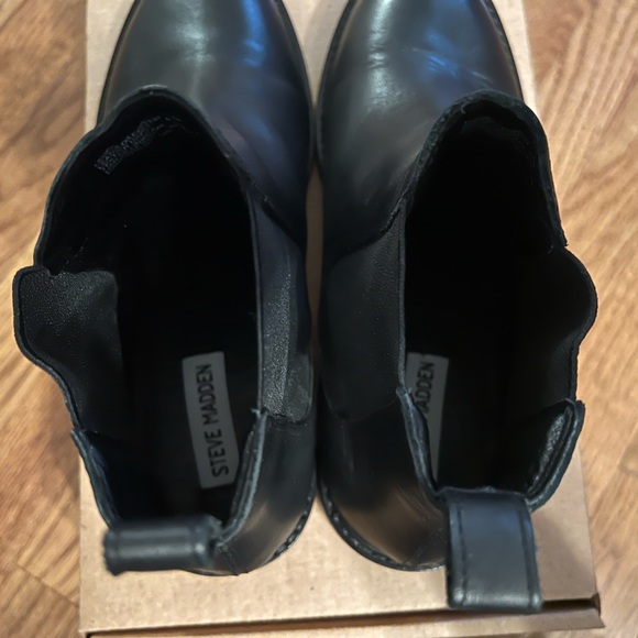 NIB New Steve Madden Leopold Black Leather Boots Size 8.5 - Picture 5 of 6